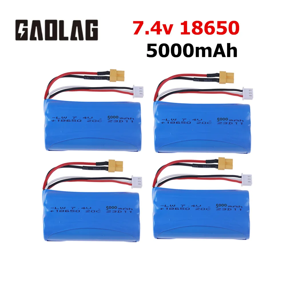 7.4V 5000mAh Lipo Battery XT30 plug For HUINA 580 1580 1583 RC toys Accessory 7.4 V 2S battery For 1580-005 Huina 580550 583 582