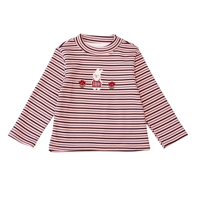 قميص بناتي مخطط ومخملي لخريف وشتاء 2025 نمط جديد للأطفال تي شيرت سميك قميص داخلي أنيق للأطفال #5