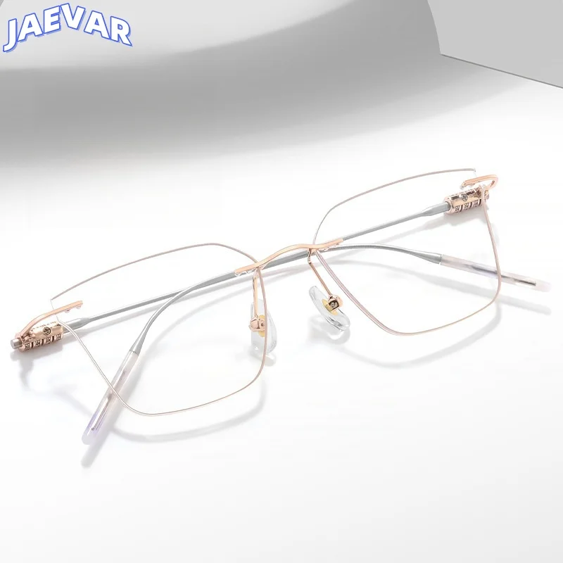 

Titanium Eyeglass Frame Cat Eye Frameless Women's Eyeglass Frame Ultra Light Anti Blue Light Optical Prescription Frame 1976LH