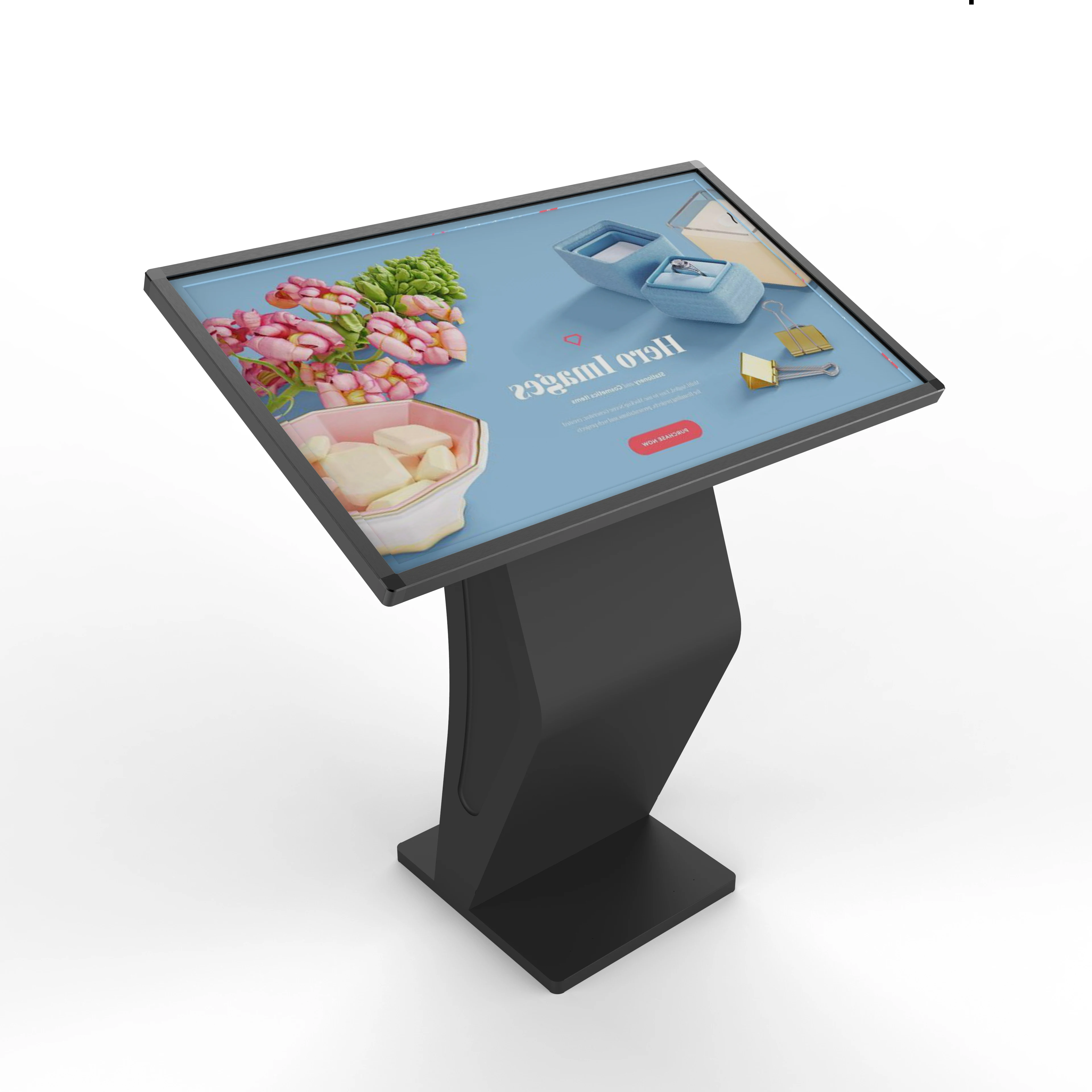 32-Inch Windows All-in-One Touch Screen PC Interactive Display Kiosk With K Base Floor Stand For Indoor Use SDK Functionality