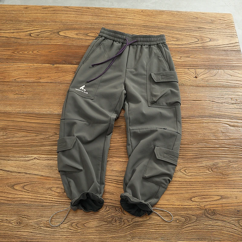 

American Sle Loose Work Pants Men's Outdoor Paratrooper Trousers Dstring Multi-ket New Thiened Straight Leg Long Tr...