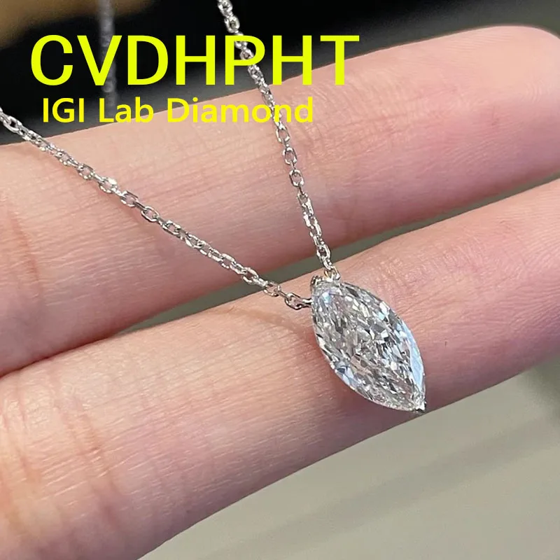 

Ожерелье с подвеской в виде маркизы из белого золота 14 карат с бриллиантами CVD HPHT 18 дюймов, свадебное ожерелье из цельного золота для женщин ﻿ ﻿