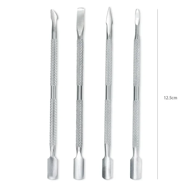 4pcs 1pcs Nail Manicure Care Tools Double-Headed Dead Skin Cuticle Push Stainless Steel Leather Forked Removing Tools Manicure