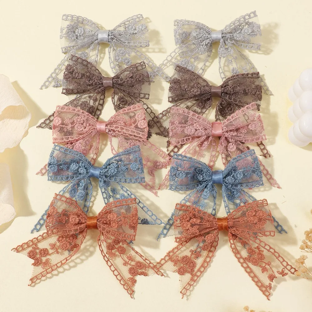 

10pcs/Set Cute Lace Embroidered Bowknot Hair Clips for Baby Girls Hollow Bows Hairgrips Kids Headwear Hair Accessories