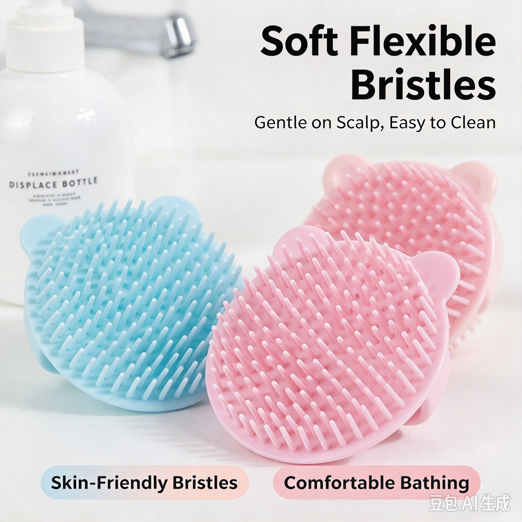Baby Silicone Shampoo Brush Cute Cartoon Infant Bath Scrubber Soft TPEE Scalp Massager for Newborn Remove Cradle Cap Kids Hair W