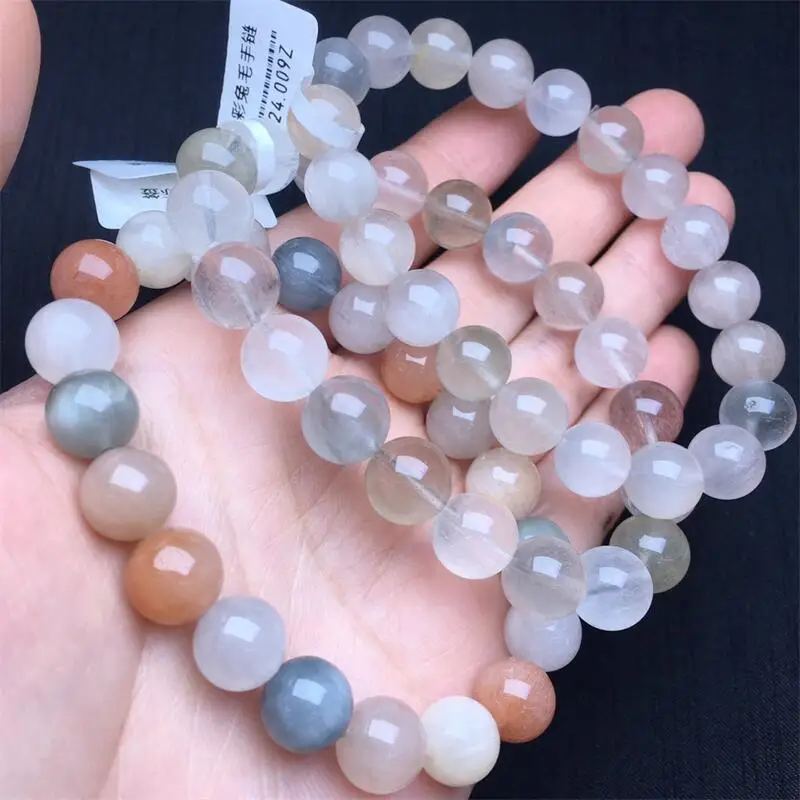 9MM Natural Colored Rabbit Hair Quartz Bracelet Fashion Crystal Quartz Gemstone Jewelry Reiki Healing Gift For Women 1PCS