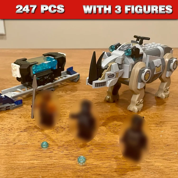 

247pcs Super Fighter Revenger Panther Rhino Face-Off by the Mine Cart Rail Track 10674 Building Blocks Set Compatible With Model
