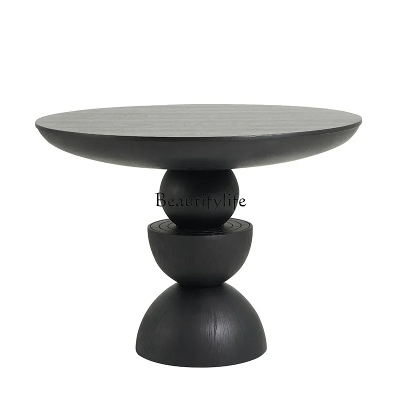 

FG44Medieval designer round dining table French retro ash wood solid wood home art creative dining table