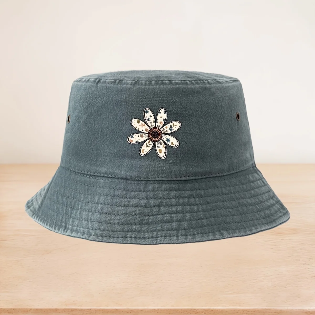 Men' & Women' Floral Daisy Print Bucket Hat - Lightweight Foldable Fishing Suitable for All Seasons, Unisex Trucker Hat with Non