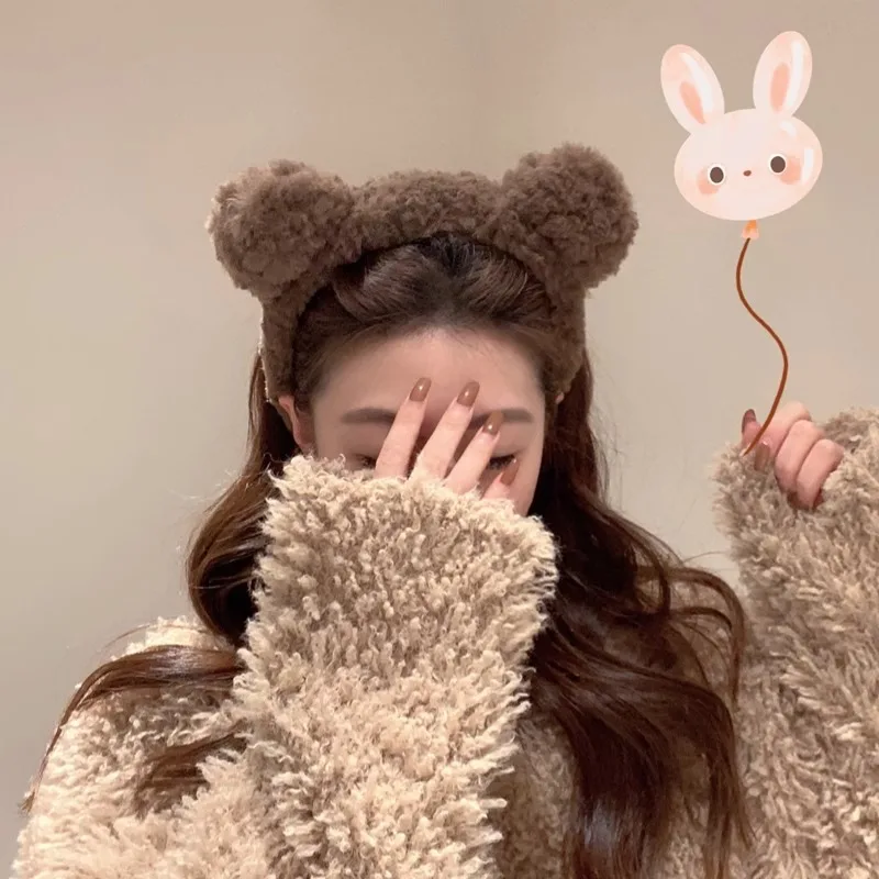 

Cute Bear Ears Plush Headgear Headband Female Face Wash Headband Internet Celebrity Hairpin Headband Bangs Hair Accessories