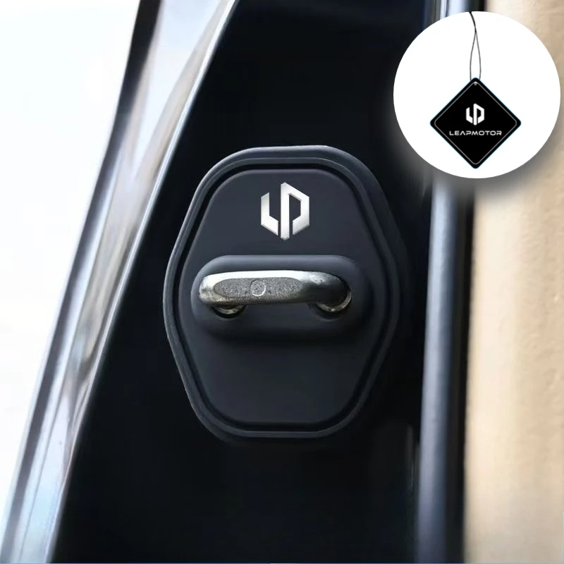 4Pcs for Leapmotor Series Car Door Silicone Protective Cover Door Lock Silent Anti-collision for Leap Motor T03 S01 C11 C01 Reev