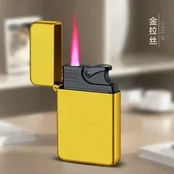 Square Metal Red Jet Flame Lighter Inflatable Butane Lighter Smoke Accessories Windproof Gas Lighters Gifts for Smokers