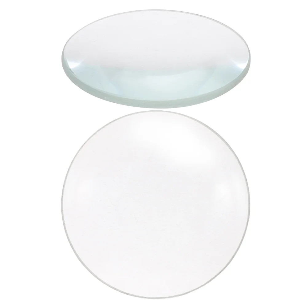 

2 Pcs Optical Convex Lens Science Teaching Tools Clear Dome 50mm 30mm Glass with Edge