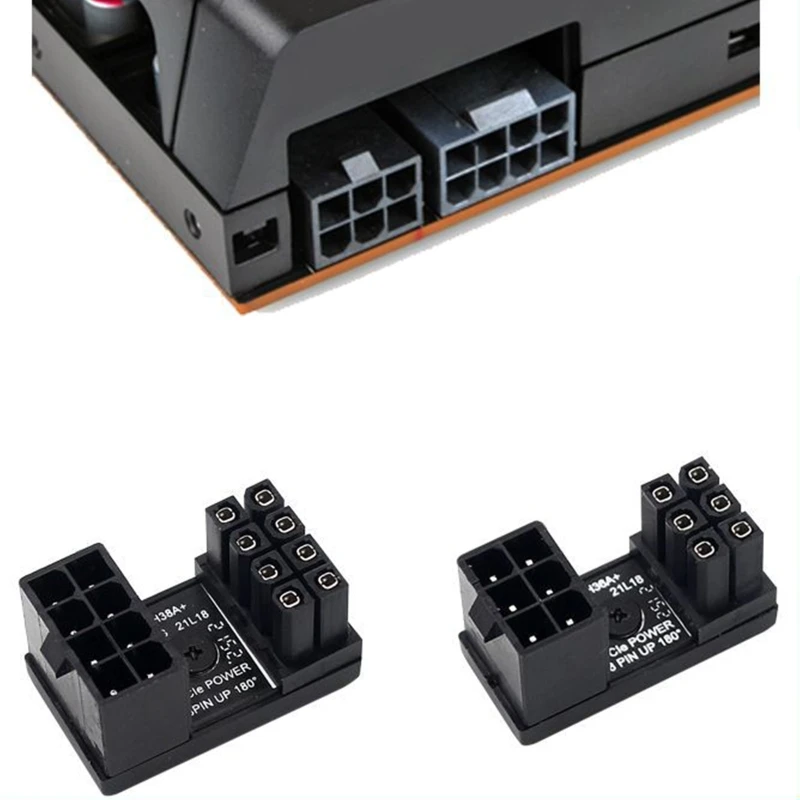 16FB 1 ชุด ATX 8Pin 6Pin หญิง 8Pin 6pin ชาย 180 องศามุม Power GPU Adapter