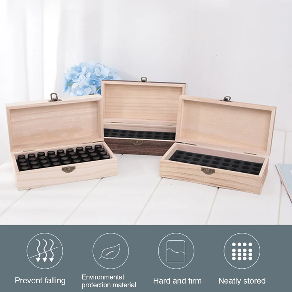 36 Grids Dustproof Split Bottle Box Home Decor Wooden Storage Box Jewelry Essential Oil Bottles Container Fragrance Carrier Case