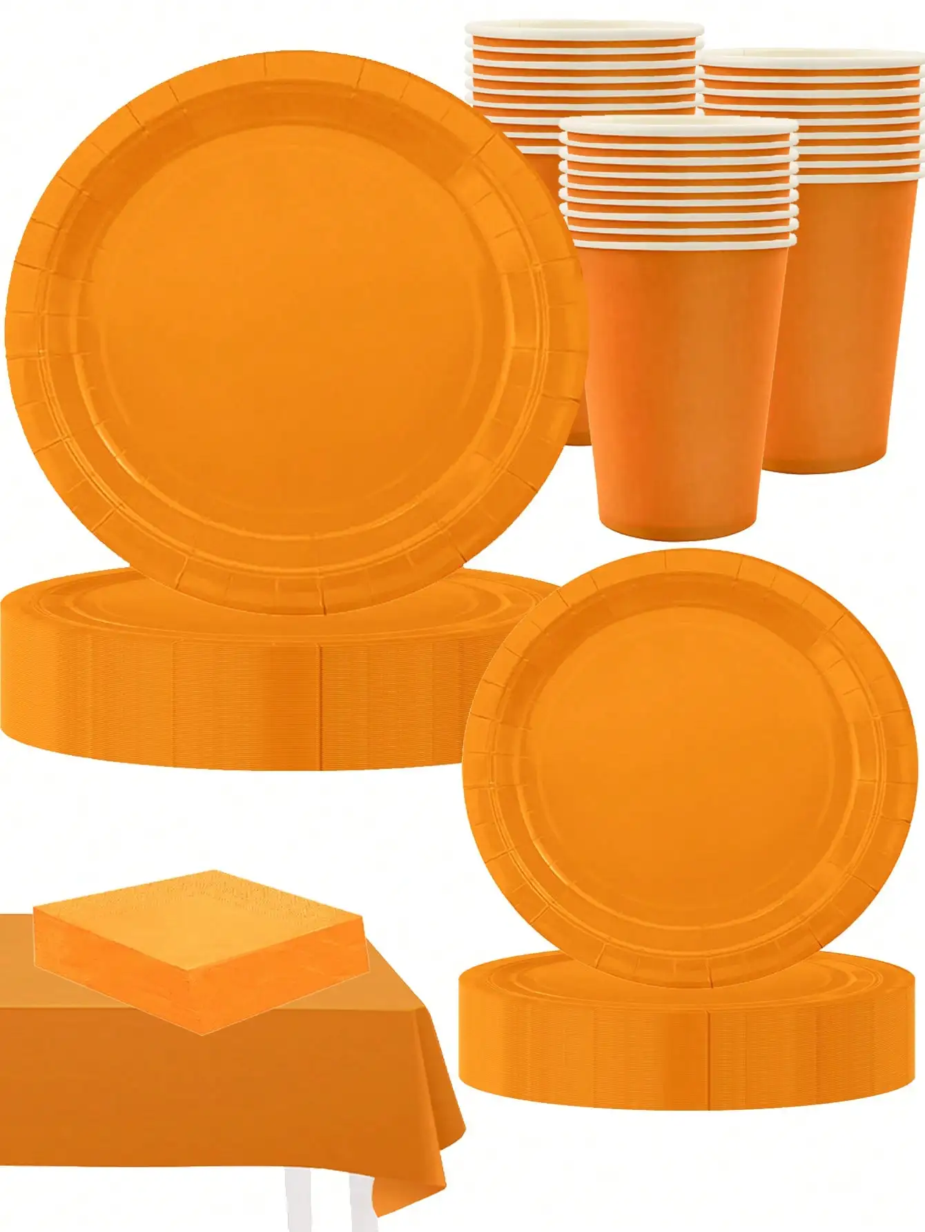 Decorações de festa de aniversário laranja sólida para meninas talheres descartáveis material de papel copos guardanapos pratos garfo colher toalha de mesa