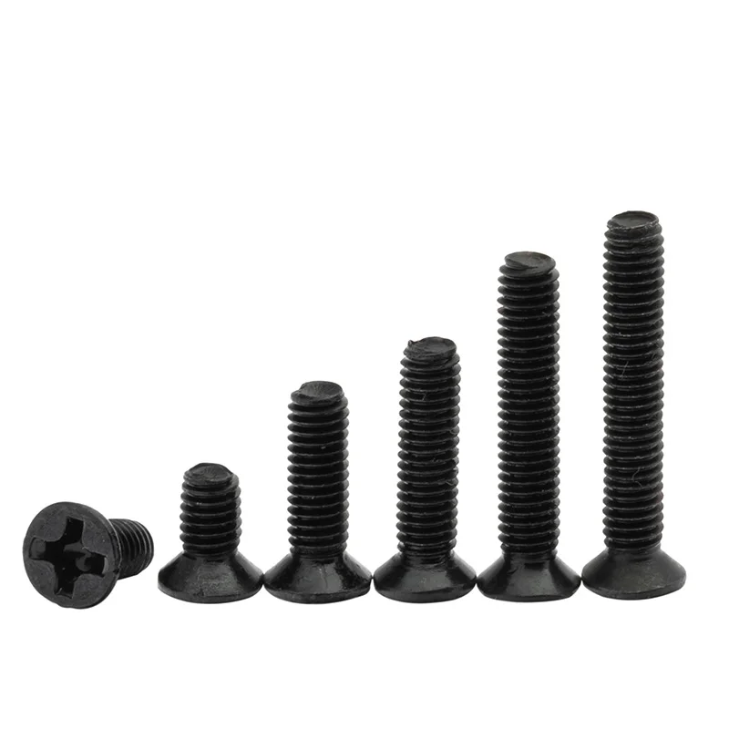 Black Carbon Steel Countersunk Phillips Screws M2 M2.5 M3 Tiny Flat Head Hardware 100 200pcs For Glasses Laptop Assembly Repair
