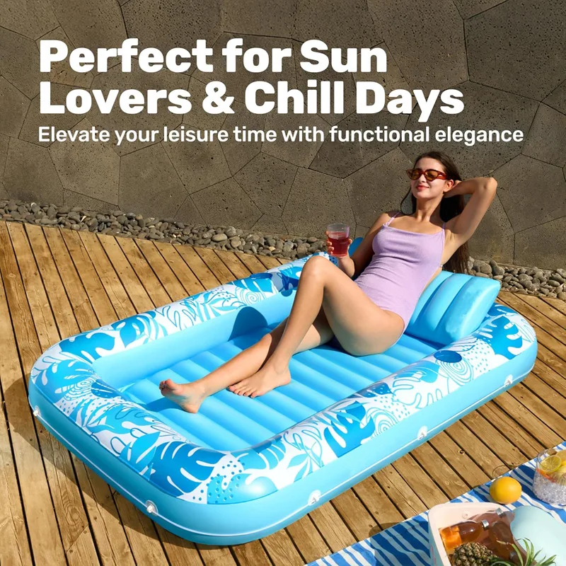 Maple Leaf Inflatable Spray Water Bed Pool Lounge Chair Portable Adult Floating Backrest Summer Play Toy Swimming Pool Beach