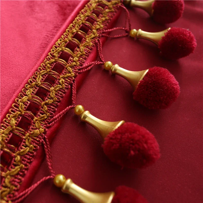 

Custom European Wedding Luxury Curtains for Living Room Custom Velvet Red Valance Blackout Bedroom Home Elegant Tulle Window