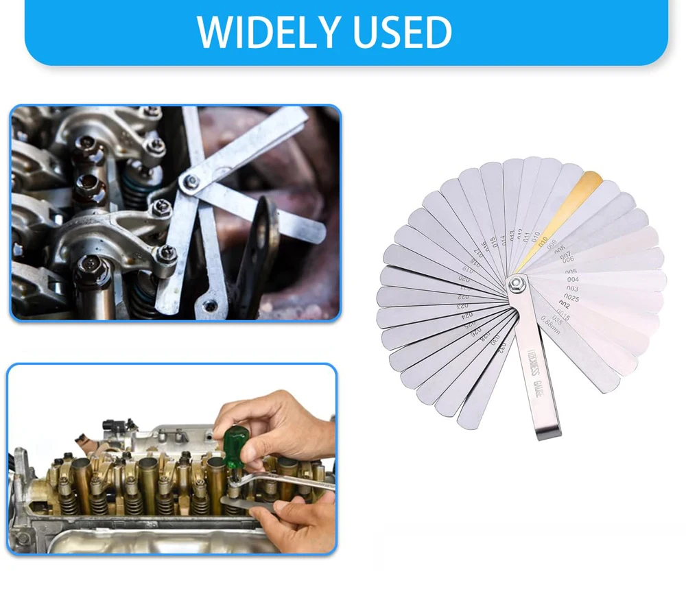 32-лезвийный набор щупов из нержавеющей стали с двойной маркировкой, метрический и стандартный измеритель толщины клапана SAE, инструмент для измерения зазора