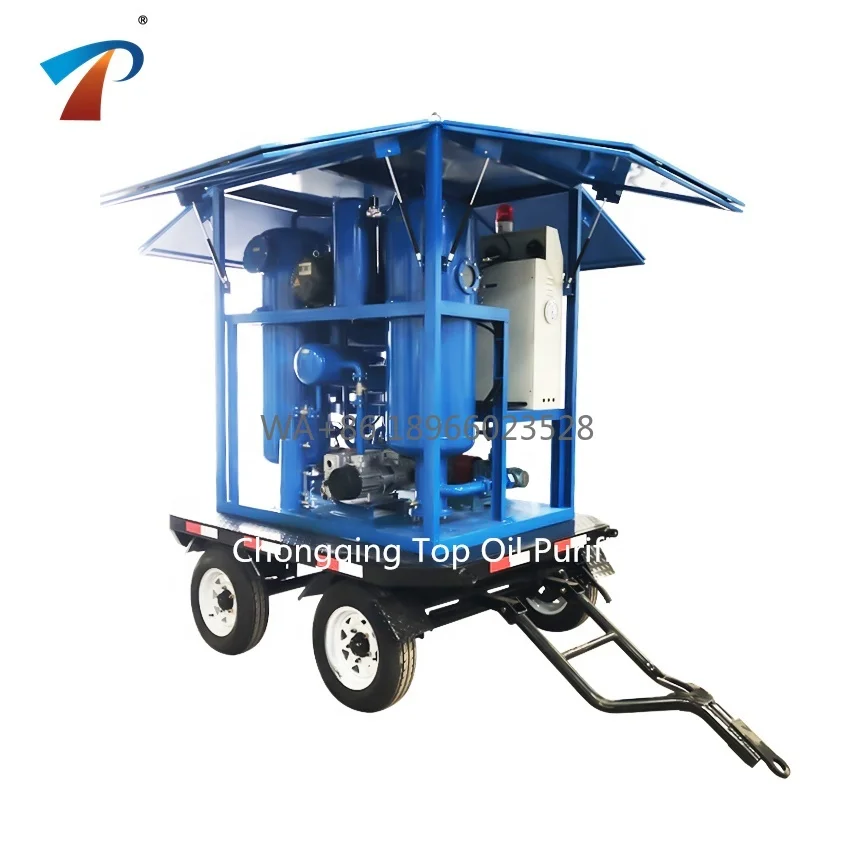 ZY-M-50 Purificatore d'olio trasformatore da 50 l/min Nuova condizione Tensione 380 V Fornitore cinese con rimorchio mobile e resistente alle intemperie