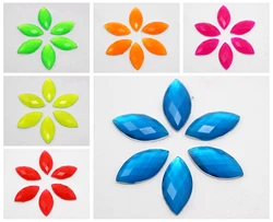 100 Mixed Neon Color Flatback Acrylic Horse Eye Rhinestone Gems 9X18mm No Hole