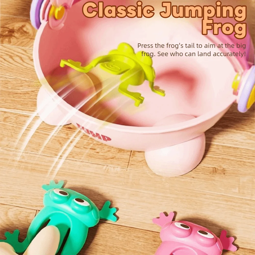 

Assorted Colors Fun Jumping Frog Toy with Storage Bucket Cute Animals Bouncing Toad Game Parent-child Bounce Reusable