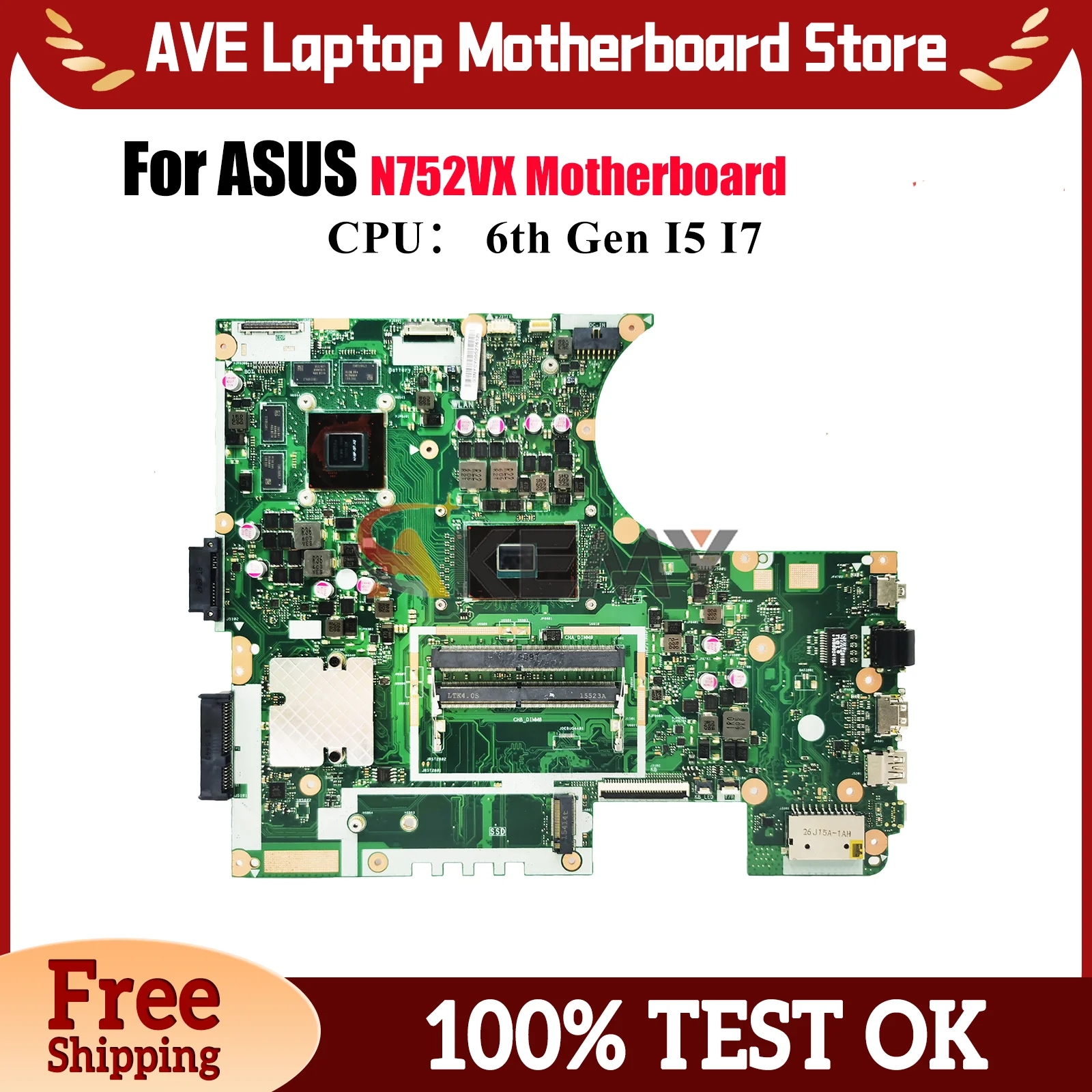 

N752VX Материнская плата для ноутбука ASUS Vivobook N752VX N752V Материнская плата для ноутбука с процессором I5 I7 100% тестирование ОК быстрая доставка stk