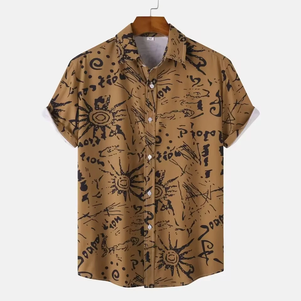 

Summer New Men's Floral Printed Short Sleeve Shirts Trend Streetwear Fashion Casual Comfy Tops Hawaiian Holiday Camisa Male