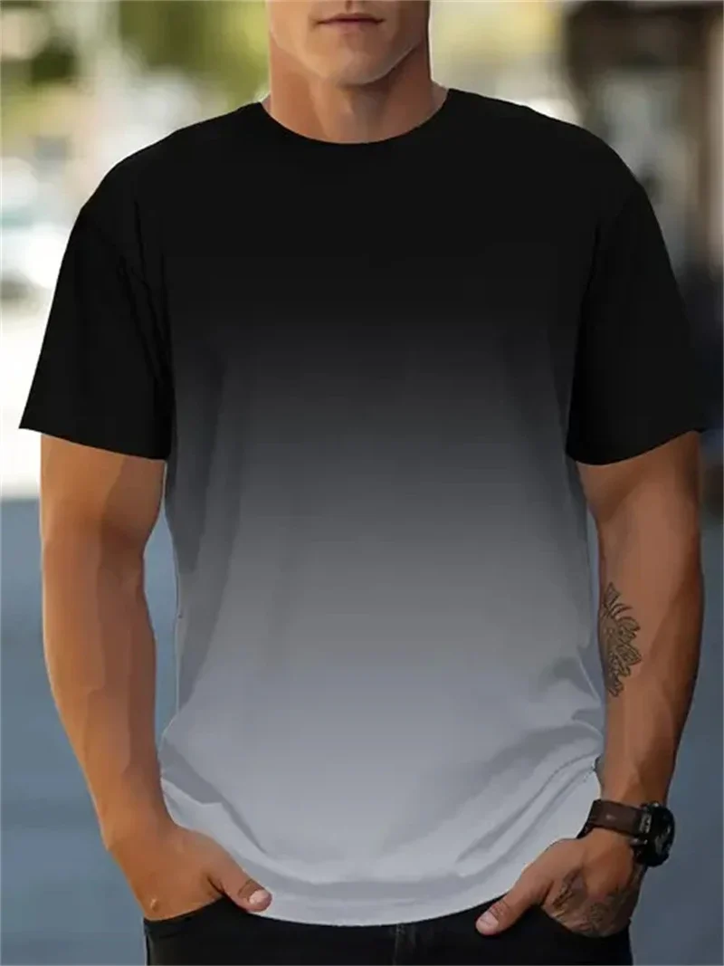 Men's Red White Navy Stripe Print T-Shirt Crew Neck Short Sleeve Casual Streetwear Breathable Top