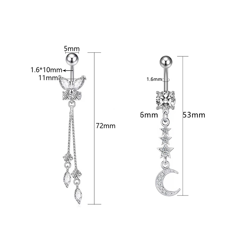 ยาวจี้แหวนผู้หญิงประณีตสแตนเลสสตีลแหวนเซ็กซี่ Body Piercing เครื่องประดับของขวัญ