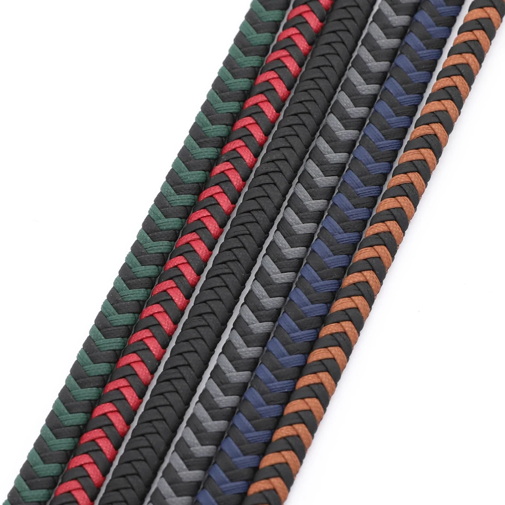 8 x 4 mm, 2 Meter, flach geflochten, Kunstleder, Armbandzubehör, PU-Lederband, Schnur, Seil, DIY-Halskette, Armbandherstellung