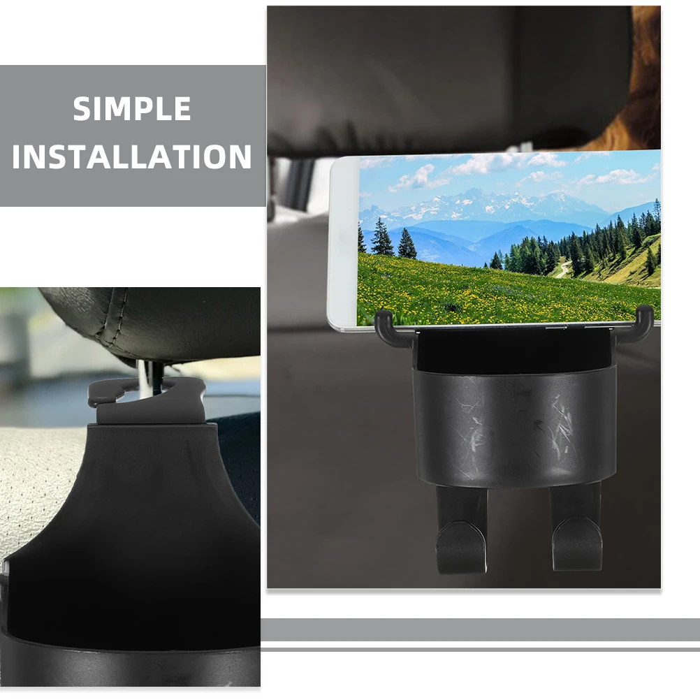 

2pcs Car Cup Holder Headrest Storage Multi Functional Seat Hooks Rear Organizer Durable PP Compact Design Easy Install