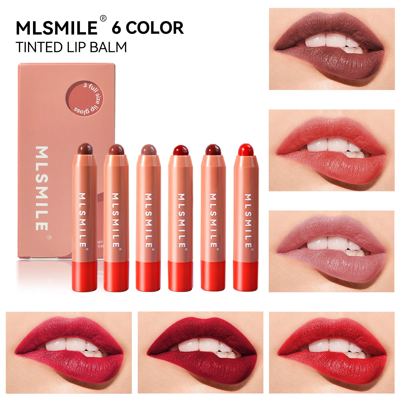 MLSMILE nourishing moisturizing lipstick lip balm cross-border lip lacquer long-lasting easy-to-color rotation lipstick pen suit