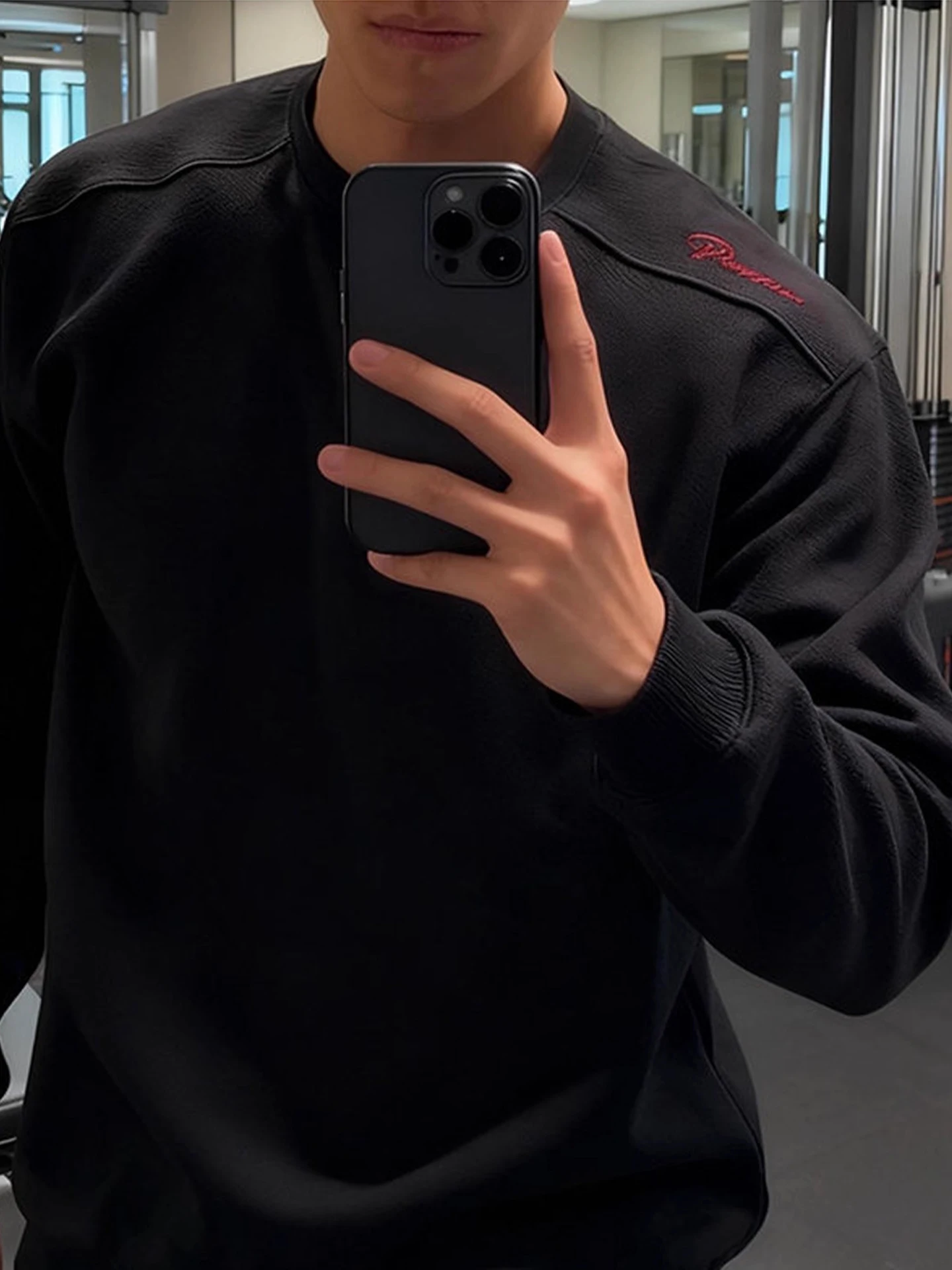 الرجال Bla العسل الأحمر التسمية المطرزة Fce هوديي طويل Sve رداء علوي غير رسمي مريح فضفاض صالح الشتاء قاعدة طبقة irt