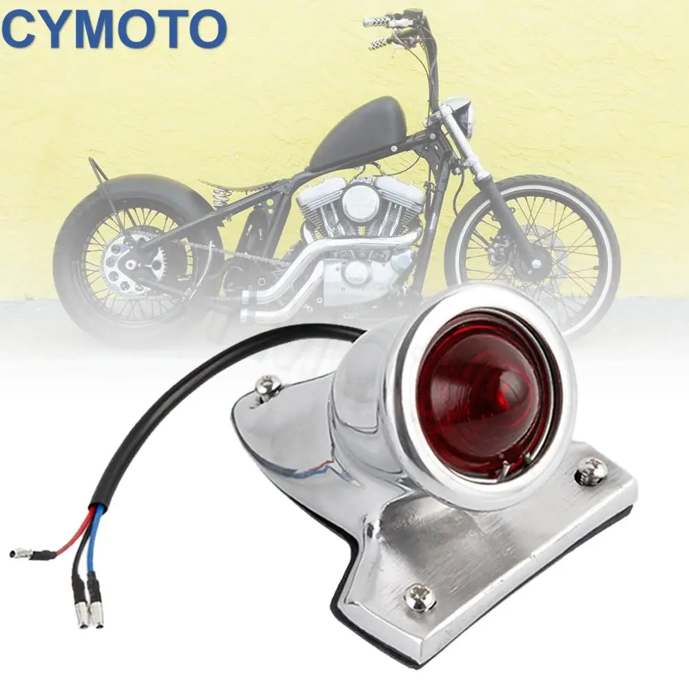 

Motorcycle Aluminum Chrome Retro Red Brake LED Tail Light Bracket For Harley Chopper Bobber Polish Lamp License Plate Lens