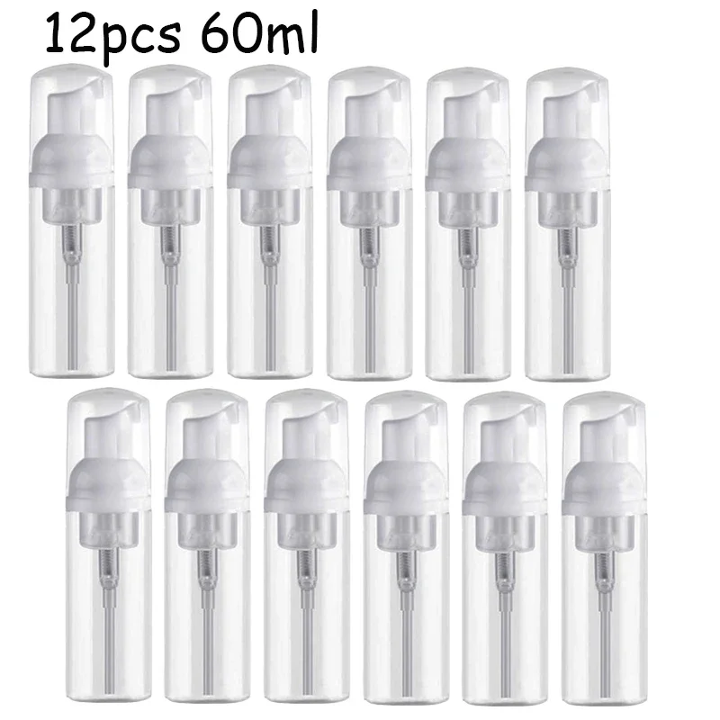 12pcs 30/60ml Portable Foam Bottle Empty Pump Clear Bottle Lotion Shampoo Dispenser Hot Koop Refillable Bottles pump foam bottle