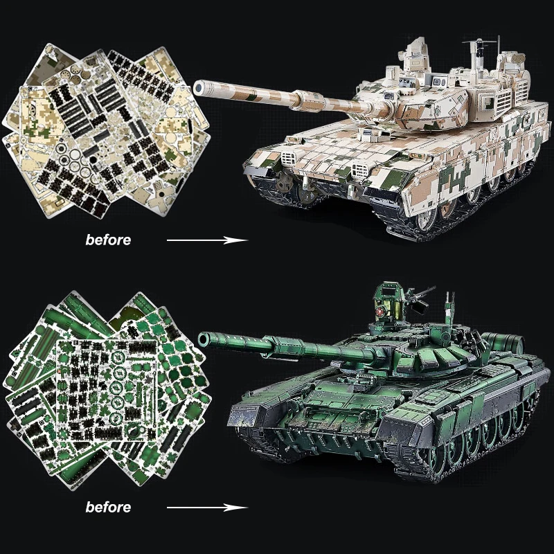 Christmas DIY 3D Metal Assembled Model Puzzle Model Main Battle Tank I52221&I52222 Toys for Men, Women And Children