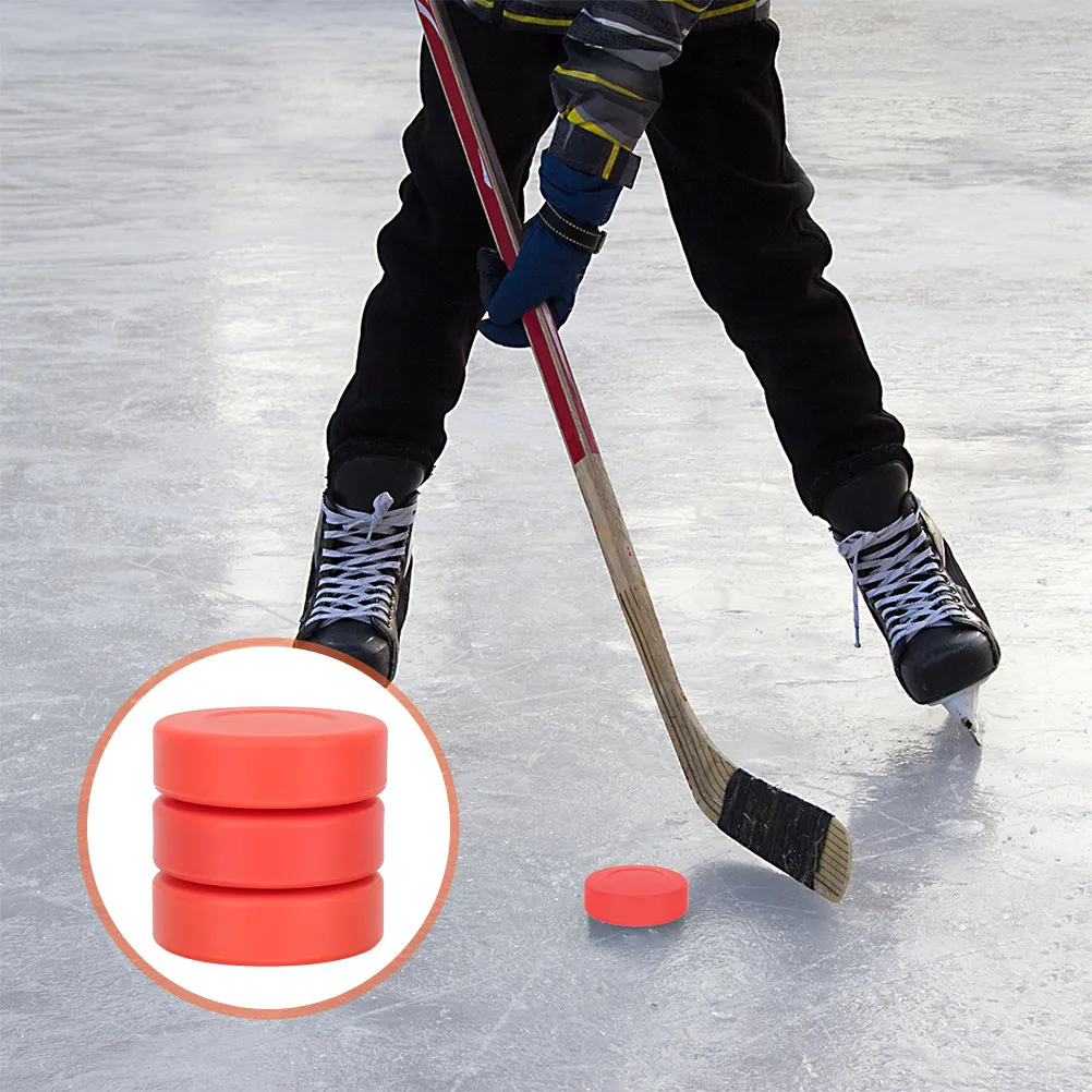 3Pcs Training Ice Hockey Pucks Matte Finish PVC Flat Design Adjustable Hardness for Beginners Adults Indoor Outdoor Drills