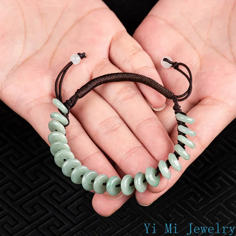 Burmese Jade Donut Bracelets Luxury Men Women Natural Talismans Amulet Jadeite Gift Emerald Charm Charms Jewelry Stone Man view 5