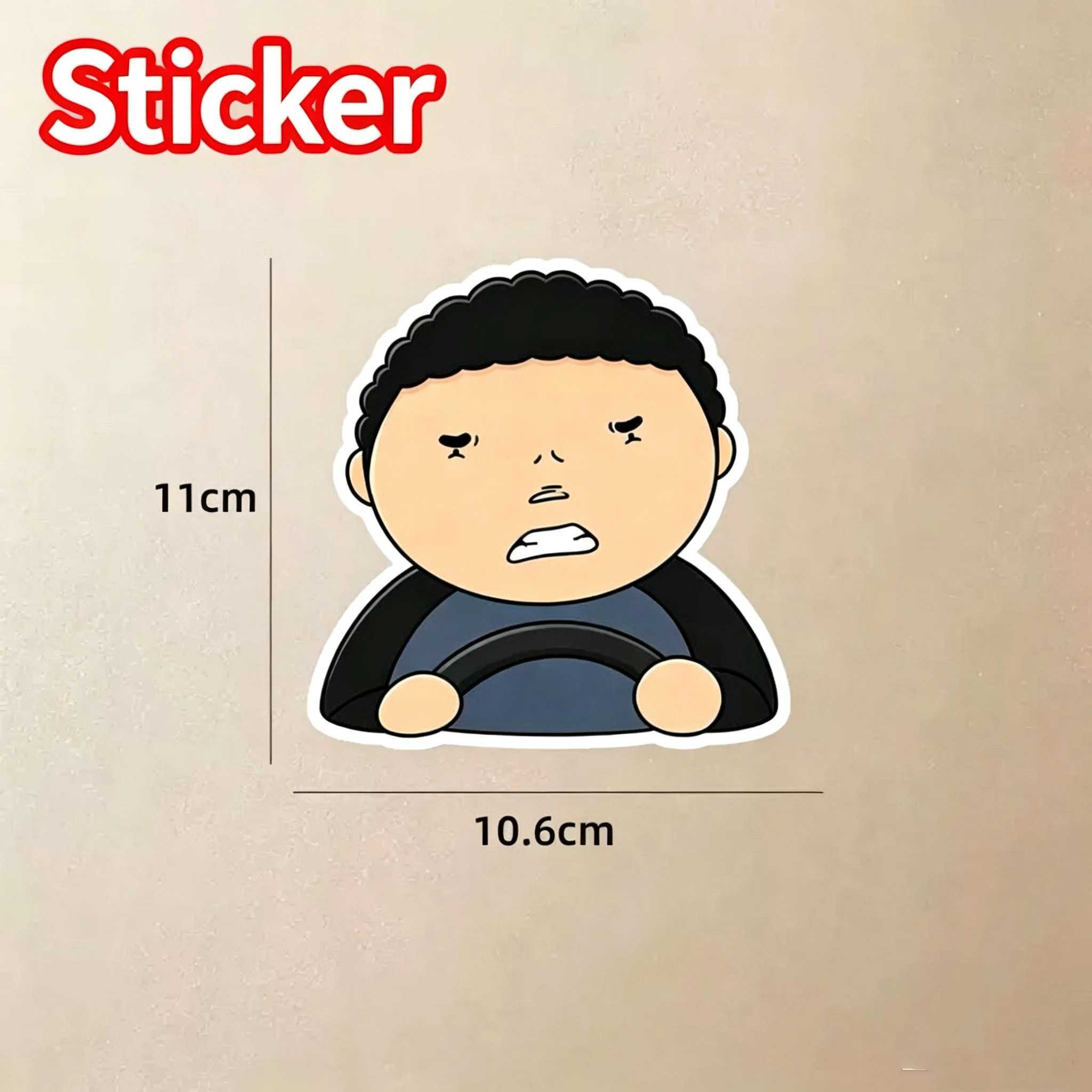 Angry Driver Cartoon Decal Available in Self Adhesive Sticker or Magnetic Version Cute Removable Decor for Car Refrigerator