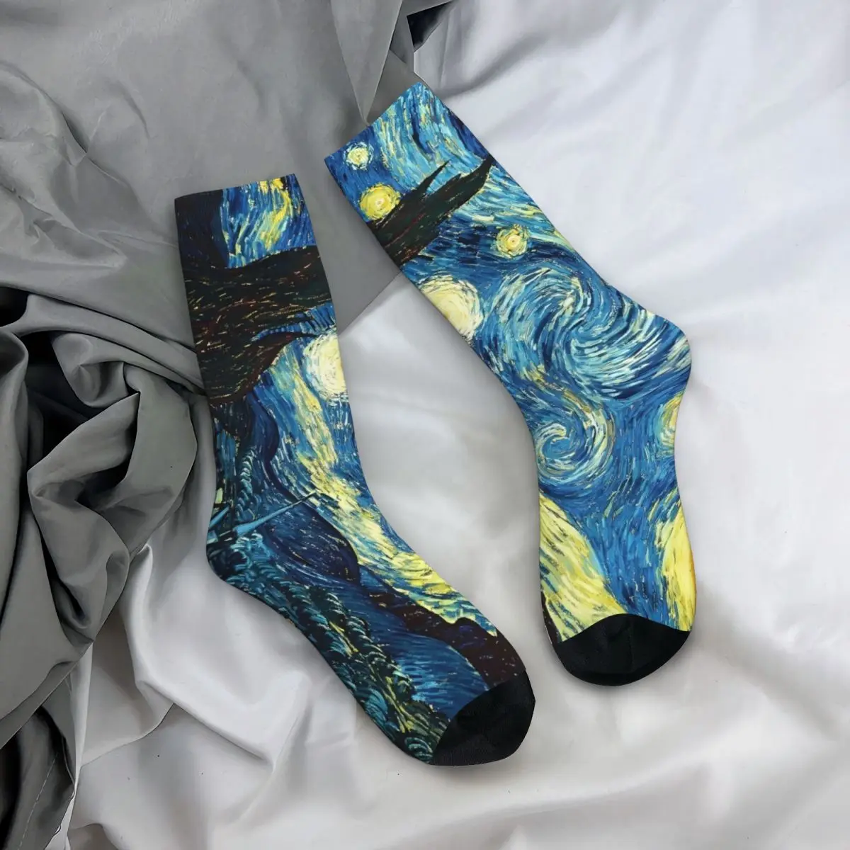 

Van Gogh Socks Strarry sky Casual Stockings Men Medium Soft Cycling Socks Winter Graphic Anti Skid Socks