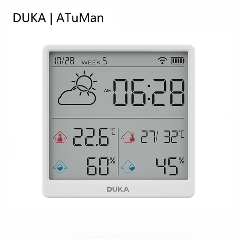 DUKA TH3 Electronic Temperature Humidity Sensor Wifi Smart Electric Digital Hygrometer Thermometer Clocks Weather Station Mini