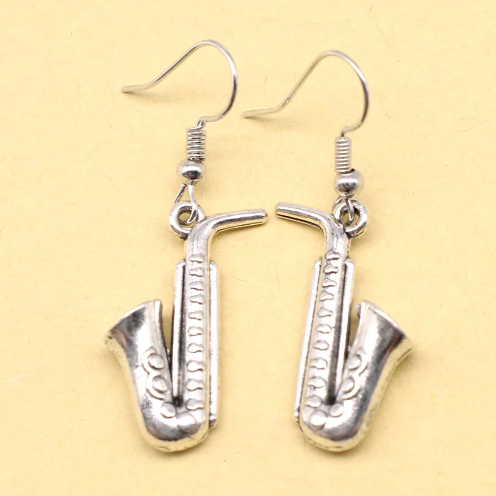 1 Pair Instrumental Saxophone Earrings 2024 Trend Trendy Jewerly 17x26mm