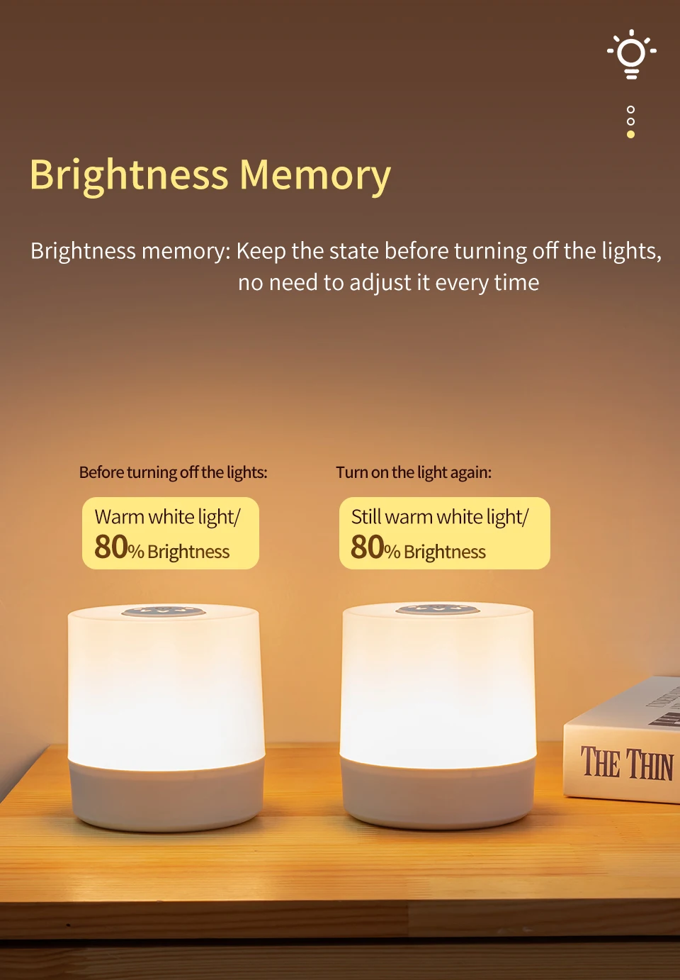 Rechargeable Led Night Light with Remote Control Timing Dimmable Table Lamp Baby Nursery Bedside Sleeping Reading Touch Switch