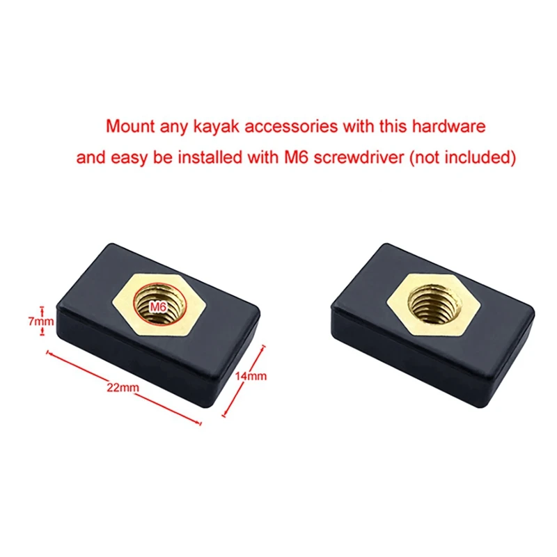 12Pcs M6 Copper Sliding Nut Side Mount Slide Track Rail Fishing Rod Pole Holder Mounting Base For Kayak Boat Canoe