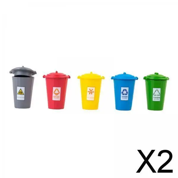 2x5xSmall Mini Trash Can Mini Curbside Vehicle Garbage Bin Trashcan Pen Holder