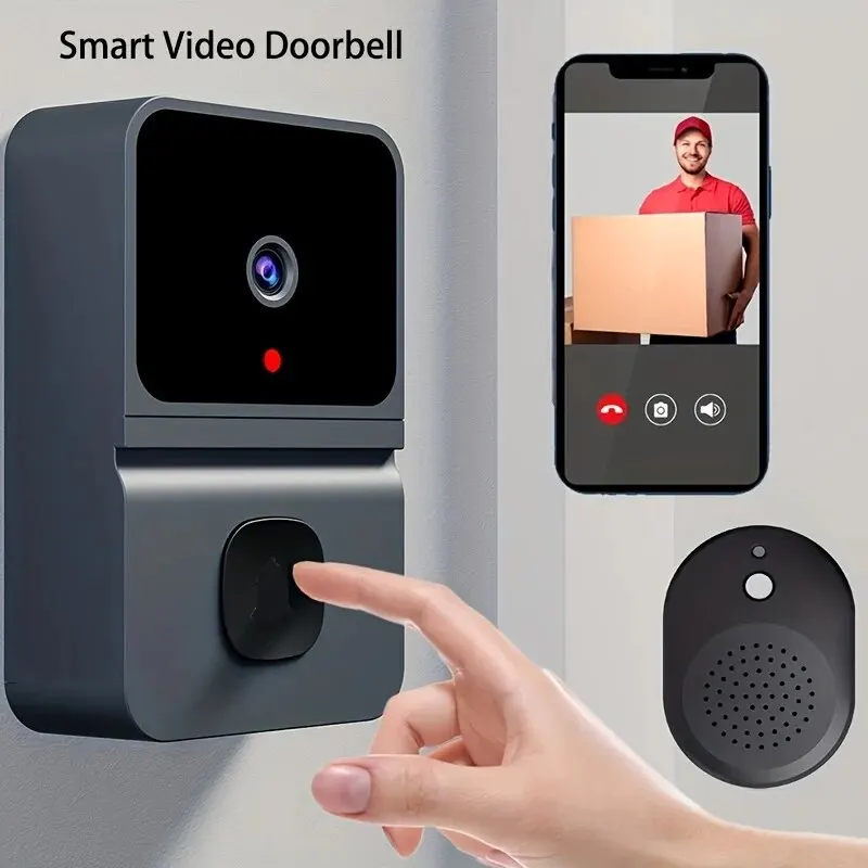 Timbre inalámbrico con cámara HD para exteriores, Timbre de puerta de seguridad con visión nocturna, intercomunicador de vídeo, cambio de voz, Monitor de puerta para teléfono