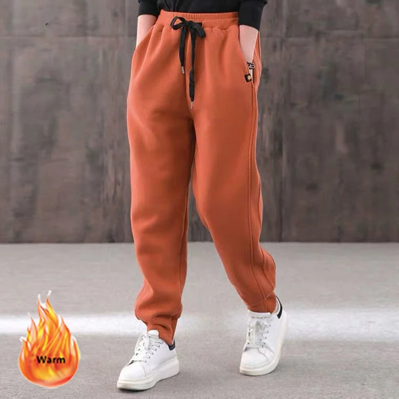 

Oversized Plush Velvet Sweatpant Women Autumn Winter High Wasit Baggy Trousers All-Match Solid Colors Harem Pantalones Plus Size