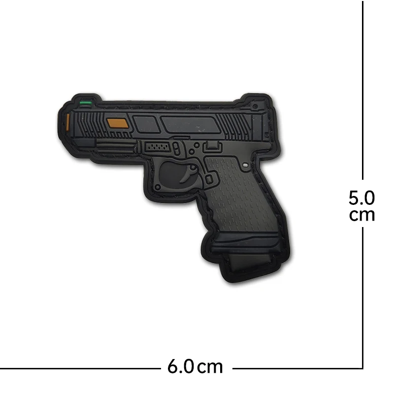 NEW Q Version pistol patches hook PVC GUN Badges Soft Rubber Tactical Patch For Clothing Bag DIY Accessories